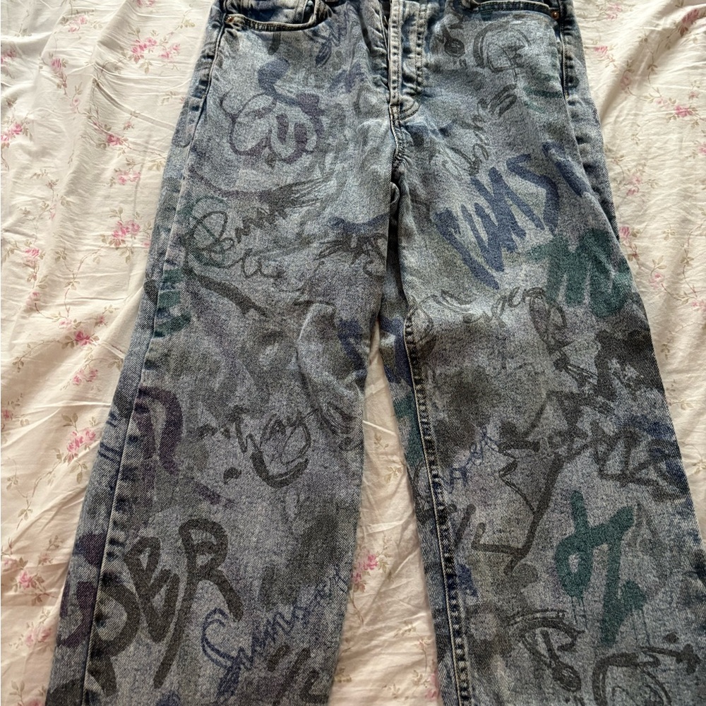 women’s Graffiti Print Jeans